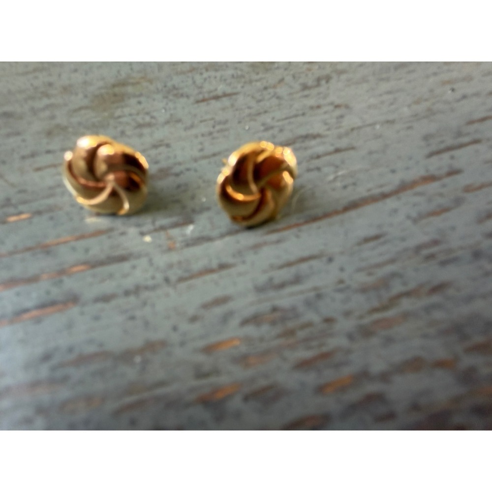 Vintage Gold Tone Swirl Love Knot Stud Earrings Polished Post Back Jewelry